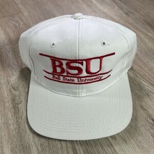 VTG Ball State Cardinals Snapback Hat The Game White Split Bar College Cap